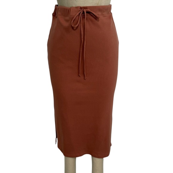 Skin Ribbed Imani Knit Skirt Size 4 (XL) Ginger Biscuit Color Midi Length NEW - Picture 1 of 8
